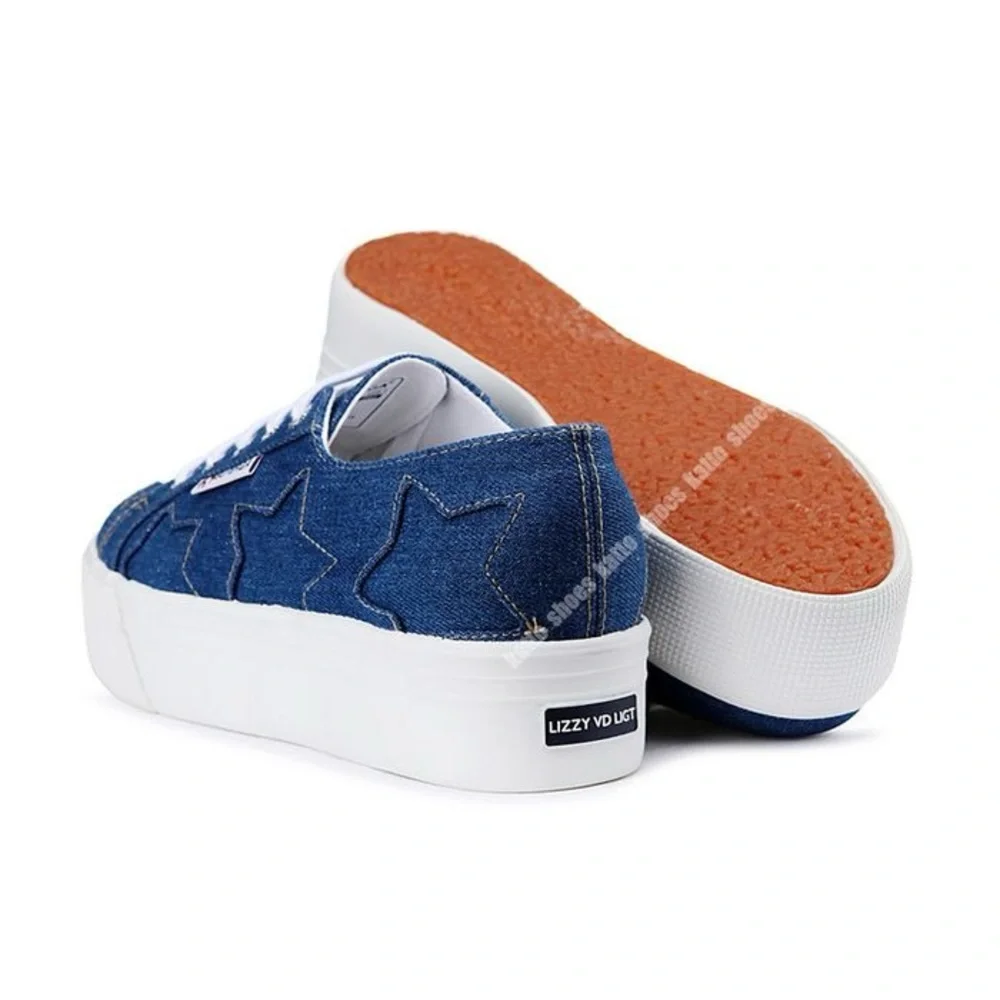 SUPERGA x Lizzy Rare Denim Patch Star Platform Sneaker Blue Denim 8